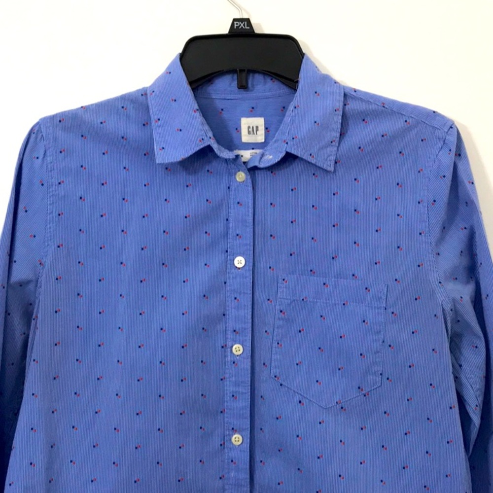 GAP Fitted Boyfriend Shirt Blue Women’s,Girls Junior Shirt, Medium.